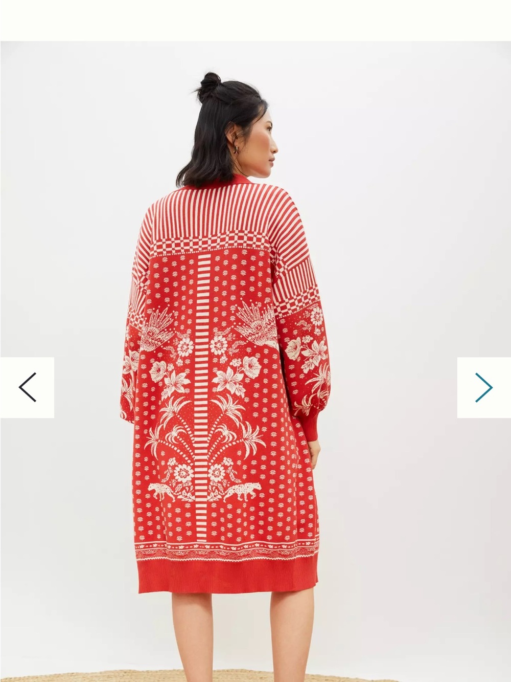 Rare FARM Rio Red Long Cardigan Open Front - Picture 2 of 10